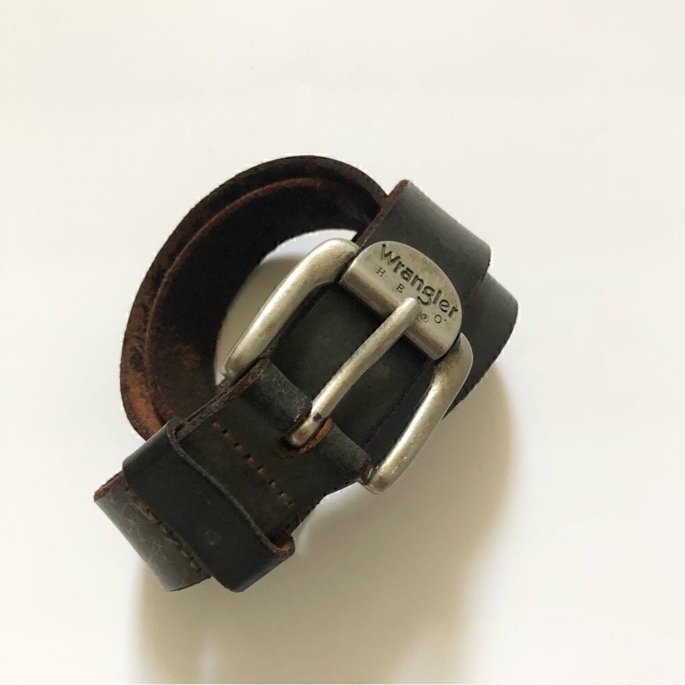 Wangler vintage leather belt with silver buckle